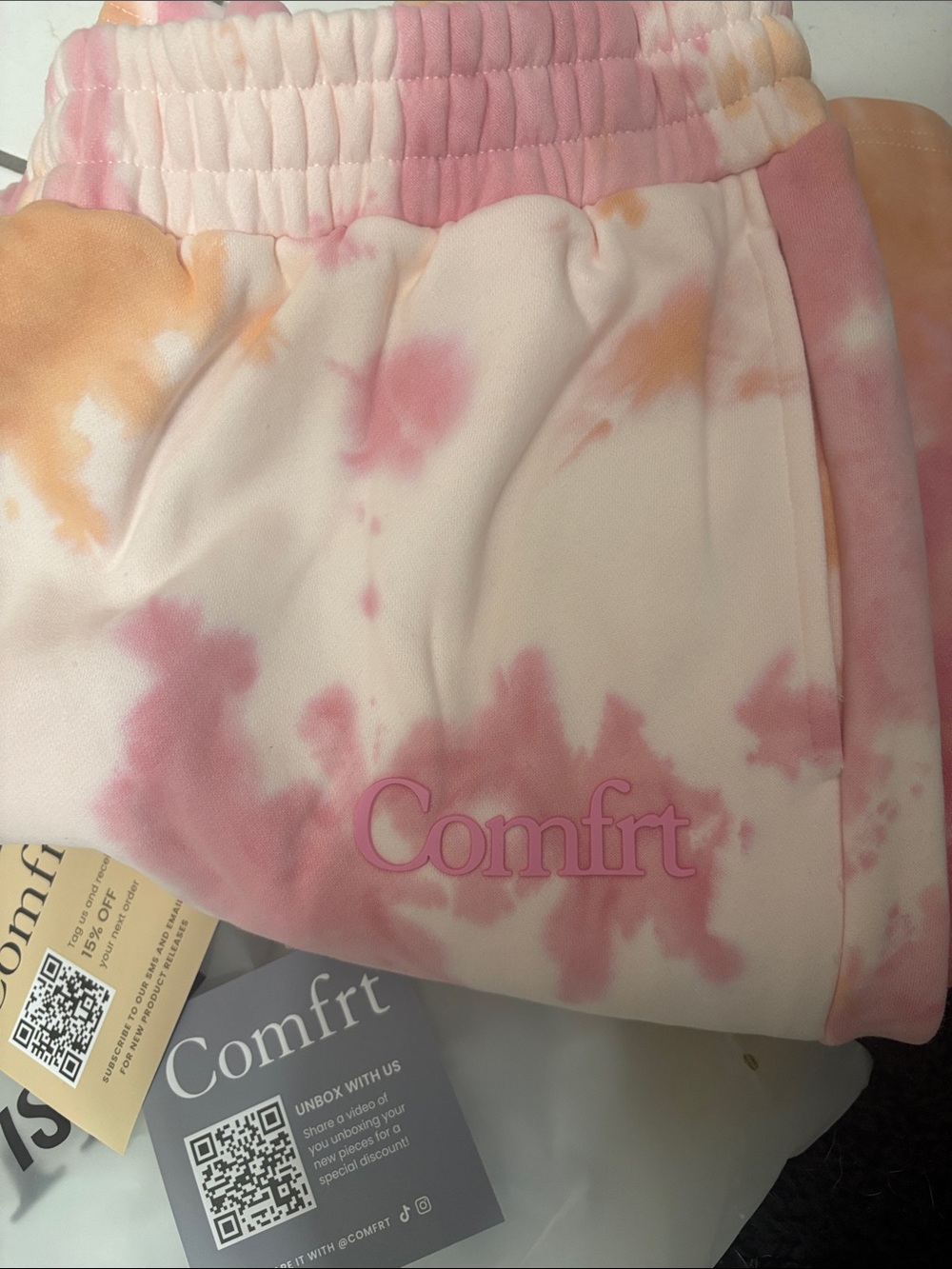 Comfrt Tie-Dye Pink & Peach Jogger Bottoms - Picture 2 of 9